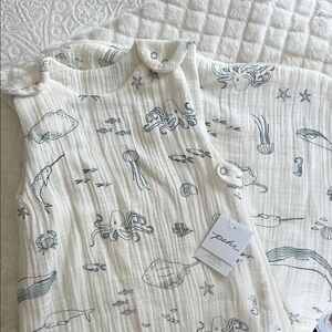 Pehr Kids Ocean Print Sleep Sack - Cream and Blue